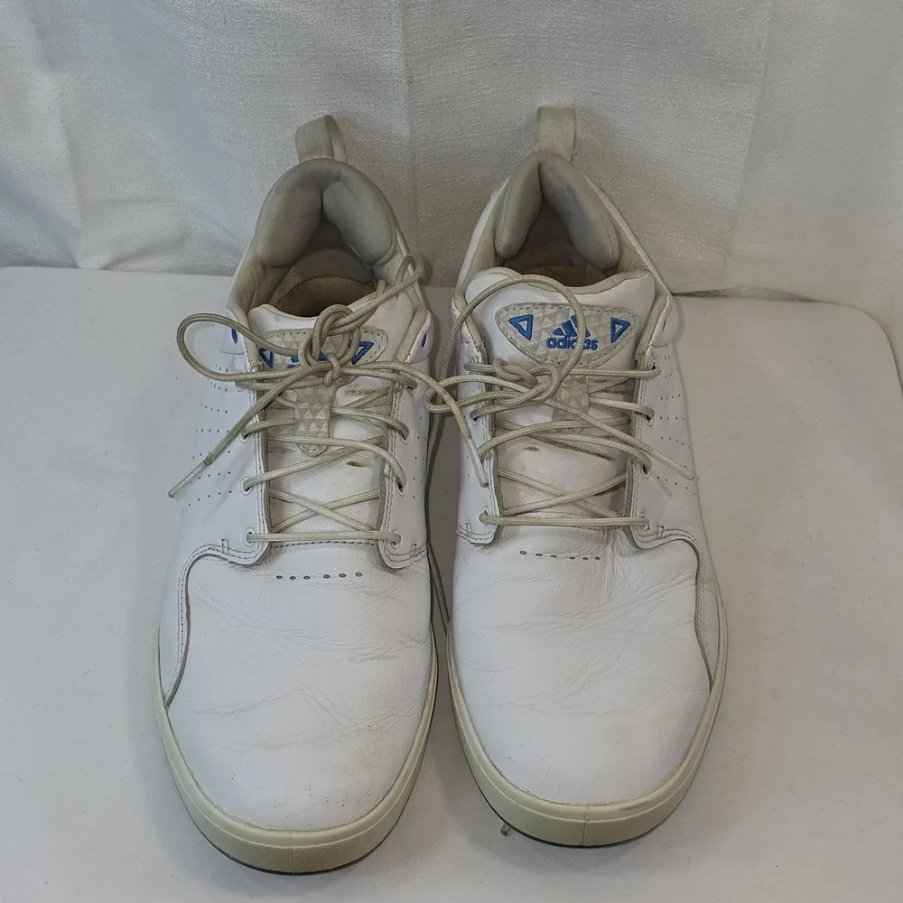 Adidas Flopshot Golf Shoes Mens 10 White Leather‎ Spikeless Adipure